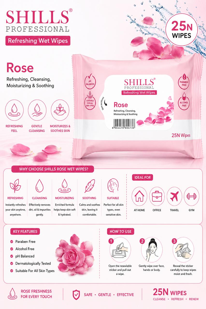 SHILLS REFRESHING WET WIPES ( ROSE )