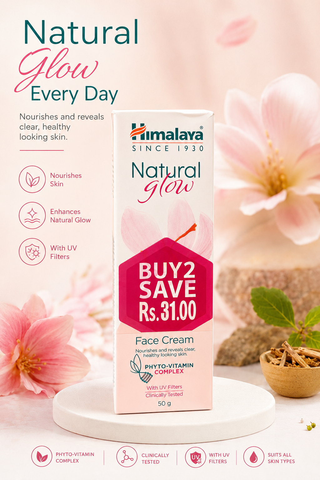 HIMALAYA NATURAL GLOW FACE CREAM 100g