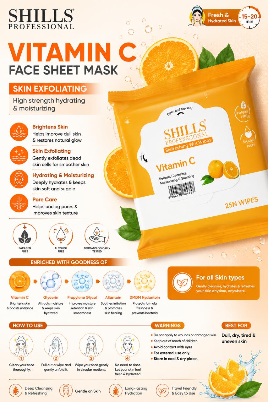 SHILLS REFRESHING WET WIPES ( VITAMIN-C )