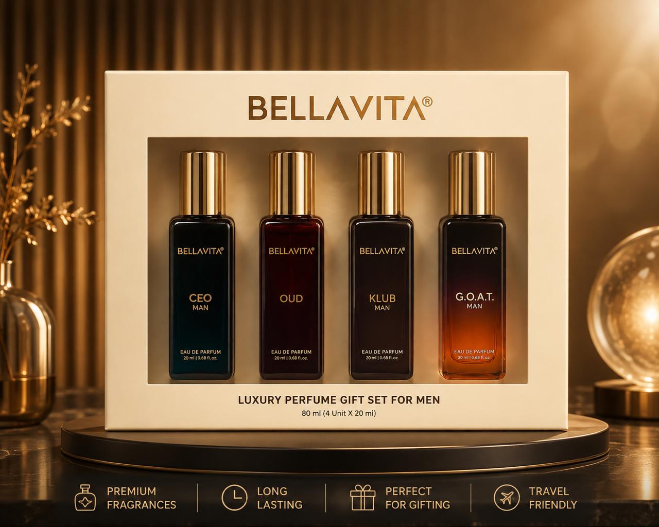 BELLAVITA LUXURY PERFUME GIFT SET FOR MEN (20ml*4)