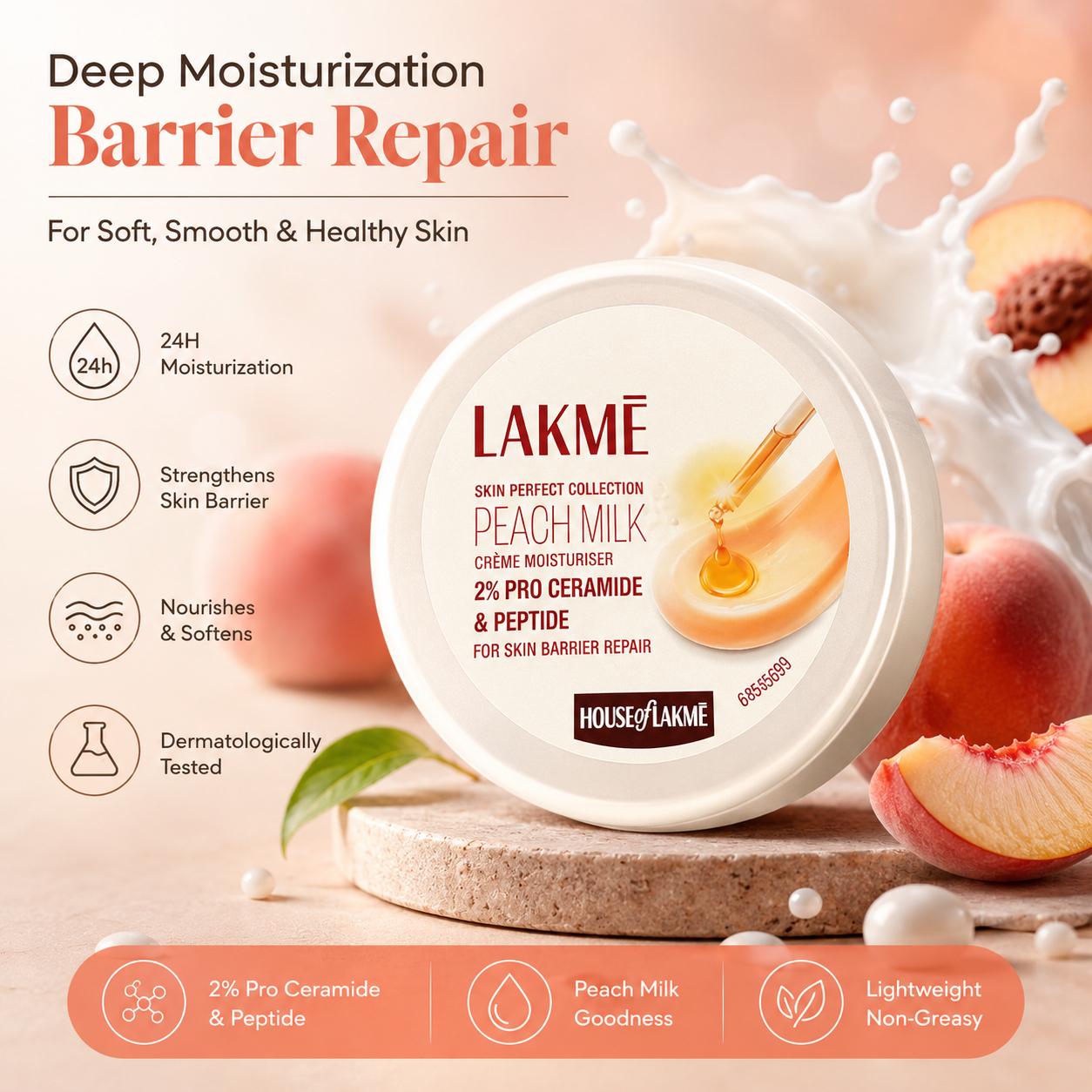 LAKME PEACH MILK CREME MOISTURISER 50g