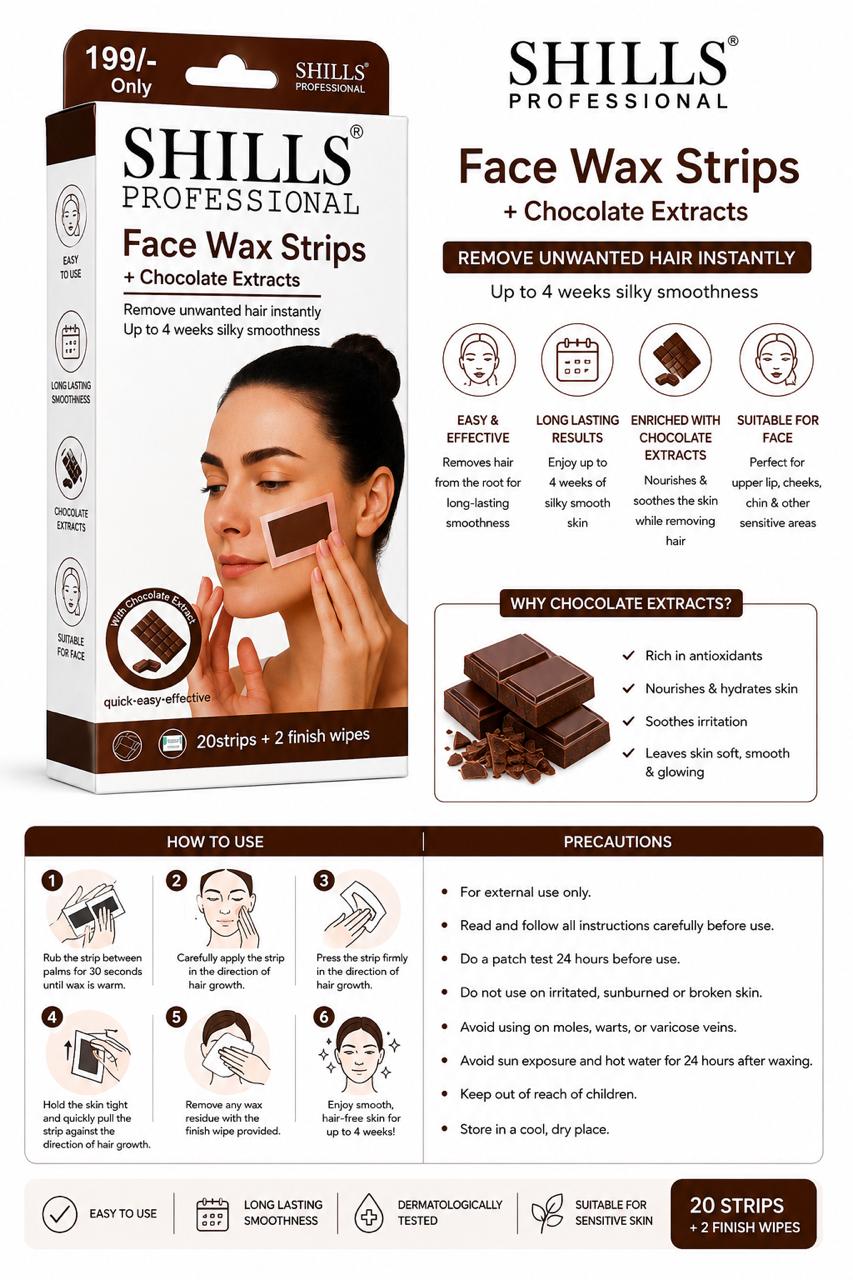 SHILLS FACE WAX STRIPS ( CHOCOLATE )